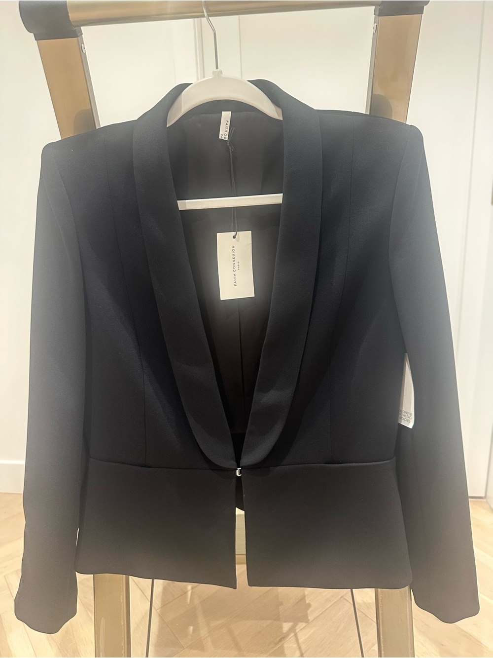 Faith connexion Tailored Black Collar Blazer with zipper sleeve nwt us10 fr42